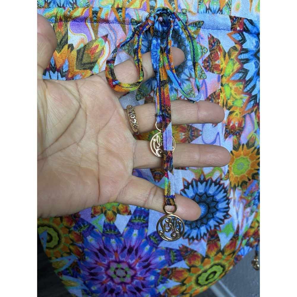 Luli Fama Medium Kaleidoscope Print Batwing Swim Cover Up Resort Tunic - Picture 10 of 16